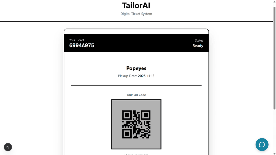 Screenshot of digital ticket with qr code